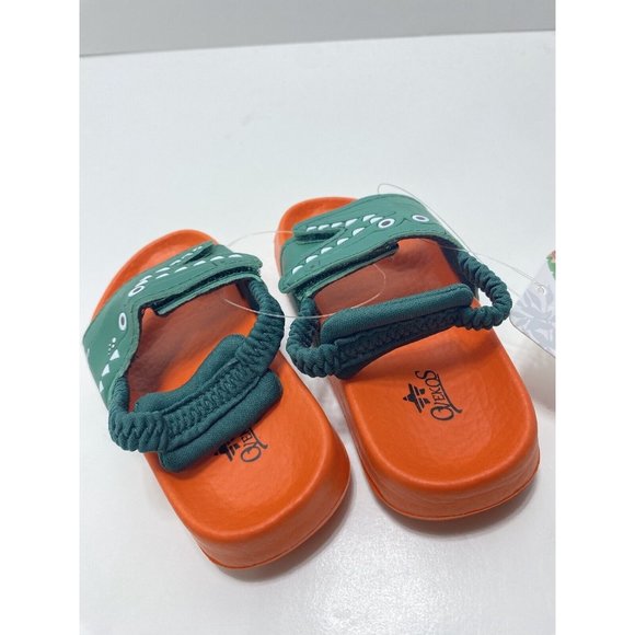 Brand New Boys Toddler Size 4 Green Crocodile Slip On Sandals Shoes Size 20/4 US - Picture 3 of 14